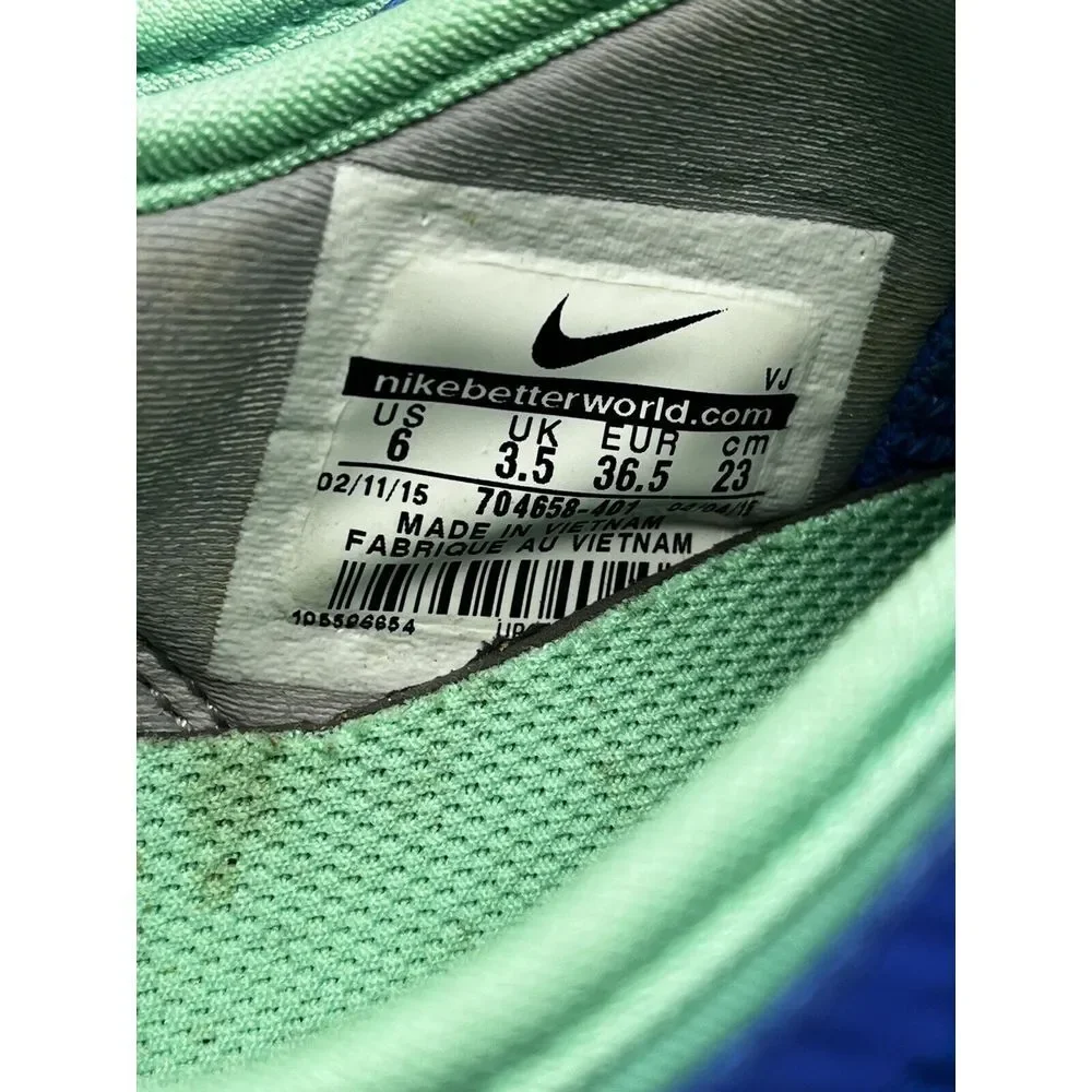 Nike Womens Size 6 Blue White Green Zoom Fit Training Sneakers 704658-401‎